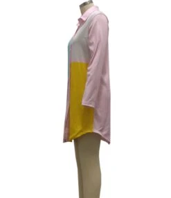 Color-block Lapel Collar High Waist T Shirt Dress Wholesale 210810683 -DivaLook Shop 210810683 6