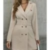 Long-sleeved V-neck Lace-up Waist Suit Dress 210826018 -DivaLook Shop 210826018 1 1