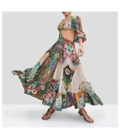 All Over Print Sling Dress Chest Round Button Wholesale Womens Clothing N3823081800018