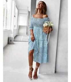 Sexy Off Shoulder Floral Midi Swing Dress High Waist Petal Sleeve Slim Vacation Wholesale Dresses SDN560630 -DivaLook Shop 23a4b9dd be78 4374 b178 e95ddd1cd5e9 a4085cc2be5fa69df4ee13c27bd59a5c