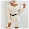 Fashion High Collar Hollow Twist Long Sleeve Sweater Knitted Dress Wholesale Jersey Dresses SDN537230