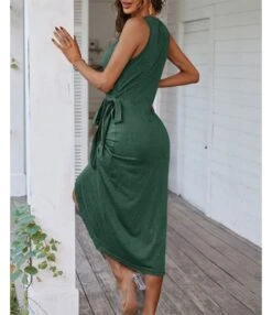 Sexy Deep V-Neck Slit Dress Sleeveless Solid Color Lace-Up Midi Wholesale Dresses SDN560619 -DivaLook Shop 2533a0b3 57c0 4df0 bd86 fafeaecffe75 57b361c3d0474d31f19dbf7590c5cbe0