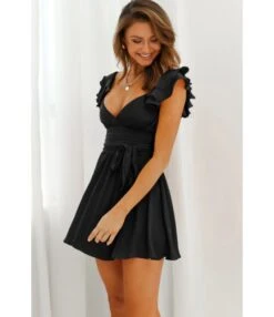 Sexy Deep V Ruffles Sleeve Dress Solid Color Lace-Up Backless Wholesale Dresses SDN560229 -DivaLook Shop 281b6530 2ad3 488d 9e0c c6a2b3d9a888 17c4eafee52d405566f607a79f4a1aa8