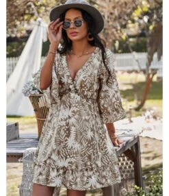 Sexy Deep V Print Ruffle Dress Short Sleeve Loose Wholesale Dresses SDN560603 -DivaLook Shop 2980738c d1ad 44f9 b54d 55e14acd6168 0edc6f9661cd9b15c7839e8ec10ad2ff