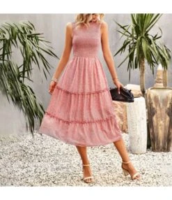 Casual Sleeveless Temperament Floral Print Swing Tank Dress Wholesale Dresses SDN539500