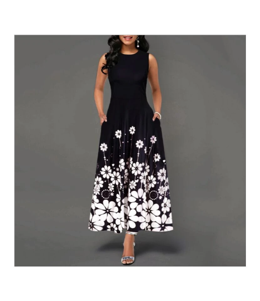 Women Floral Print Sleeveless Wholesale Swing Dresses SDN580597 3 Women Floral Print Sleeveless Wholesale Swing Dresses SDN580597