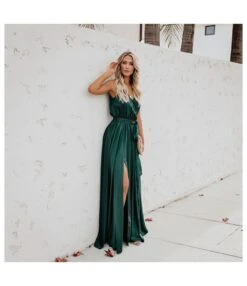 Solid Color V-Neck Sleeveless Lace-Up High Slit Large Swing Dress Resort Wholesale Maxi Dresses SDN532863 -DivaLook Shop 30373b41 78ec 4f76 8310 b53240bc67f6 1869838edb6d2c719ed316feaf0813b5