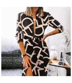 Wholesale Women's Boutique Clothing Side Slit Letter Print Shirt Dress SD030649