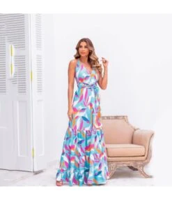 Printed Sling V Neck Backless Lace-Up Waist Smocked Dress Vacation Wholesale Maxi Dresses SDN533514 -DivaLook Shop 3099d345 d3a8 453a a4a8 9d587cf51074 44615097cebcc9e2bd3a46584768a87a