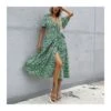 Women Fashion Ruffle Sleeve V Neck Tie Waist Wholesale Floral Dresses SD203712