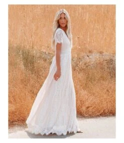 Solid Color V Neck Short Sleeve Lace Hollow High Waist Swing Wedding Dress Wholesale Maxi Dresses SDN533089 -DivaLook Shop 38f209e9 880e 448c 8279 887825494183 2985012c4de1d2b885427fd079ad4c9f