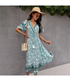 Floral Print V Neck Fringe Tie-Up Short Sleeve Resort Dress Wholesale Womens Boho Dresses SDN533139 -DivaLook Shop 3b5f0f81 4749 48a1 9165 e2ef806ff8b5 4b0273760e514b7ec5265dabd0678c67
