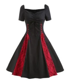 Gothic Sexy Off-Shoulder Lace Swing Dress Short Sleeve Lace-Up Wholesale Dresses SDN562435 -DivaLook Shop 414f97ed 8cc2 4813 b5db 39c4cbf648bd 47f50767ea489adaa94047bb5cfa4965