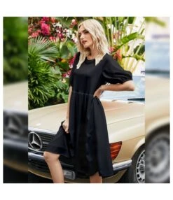 Solid Color Puff Sleeve Round Neck Wholesale Swing Dresses SD183639 -DivaLook Shop 4240a217 c2b8 4714 996b cf4a1768d6f7 a2a210443963a54f6cec823a219d286b