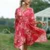 Floral Printed V Neck Tie-Up Waist Half Sleeve Irregular Hem Dress Casual Wholesale Dresses SDN532791 -DivaLook Shop 42eb5144 3ade 428b a693 95048d0be025 475646f12a5af4daa04d3b1f577b38ce