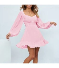 Square Neck Solid Color Lantern Sleeve Ruffles Lace-Up Swing Dress Vintage Wholesale Dresses SD531198 -DivaLook Shop 45bf4b20 73fa 48bb 98ed 80cfbc66eae8 464f1b8f7b8264f8f250bd40dac84b97