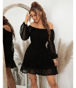 Sexy Off Shoulder Flocking Mini Dress Solid Color Long Sleeve Lace Up Flowy Wholesale Dresses SDN560434 -DivaLook Shop 4b5e5969 7c25 4292 9bf7 8ddadfc5e159 d5cae9431160f9113c4a14874e69d968