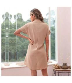 Lapel Solid Color Short Sleeve Slim Fit Pleated Dress Ladies T Shirt Dress Wholesale Business Casual Women SD168361 -DivaLook Shop 4d758cb4 a03a 4b6d adc8 ff4ddbf87a6a 1a5e90679e76ab9a773101d251730878