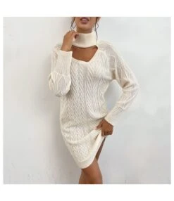 Fashion High Collar Hollow Twist Long Sleeve Sweater Knitted Dress Wholesale Jersey Dresses SDN537230 -DivaLook Shop 52493829 39ce 4786 94ad acc4893e8b5c 0410204dc732acc9962089becd32cd41