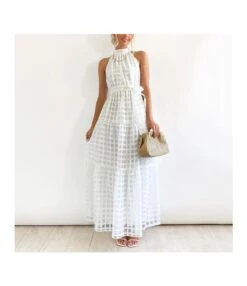 Plaid Halter Neck Strapless Fashion Party Dress Wholesale Dresses N46323032800112