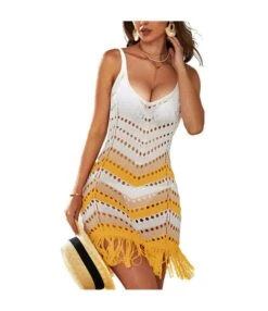 Sexy Hollow Out Tank Dress Color Matching Slim Bikini Cover-Up Fringed Beach Wholesale Dresses SDN560036 -DivaLook Shop 59da5b31 ab03 487d 8c5e 432546533f55 756cb11c0aa3cb072091fadb7484955b