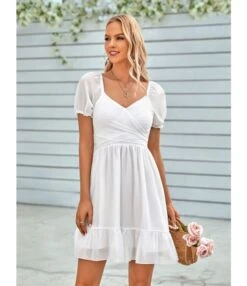 Solid Color V-Neck Waist Short-Sleeve Casual Ruffled Dress Wholesale Dresses SDN537952 -DivaLook Shop 5a92640e 732f 4401 871a 0f65af35b231 59e2643ea9a7d8dc98c21e1b7a7c056d