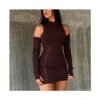 Sexy See-Through Long Sleeve Knit Bodycon Mini Dress Wholesale Dresses SDN562577