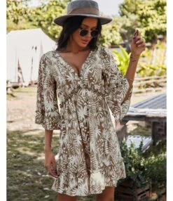 Sexy Deep V Print Ruffle Dress Short Sleeve Loose Wholesale Dresses SDN560603 -DivaLook Shop 5cb99884 43bc 4b65 863a 7464c6a6735a 45c46c2cffc0ec00f6c533859cc337a6