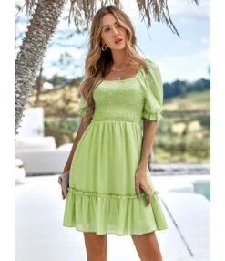 Casual Square Neck Solid Color Puff Sleeve Swing Dress Wholesale Dresses SDN538821 -DivaLook Shop 61c87e8a 0182 4e3d 960b 5d8f4f7d1888 9d7d1052700021358b44901b9b230849