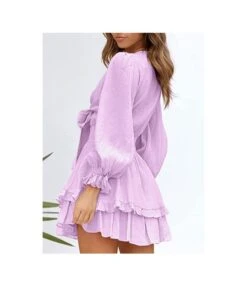 V-Neck Solid Color Tieback Bowknot Long Lantern Sleeve Ruffle Dress Casual Wholesale Dresses SD531178 -DivaLook Shop 629fdacf 4884 4f05 8577 fb2b2dfd2c4a 8ad0997b8e5ce732738bf6fd38a187e5