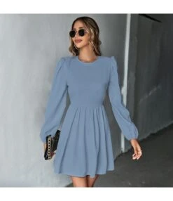 Solid Color Sexy Backless Puff Long-Sleeve A-Line Dress Wholesale Dresses SDN537992 -DivaLook Shop 62a70698 b642 46d8 b82c 4315f8a4b9fd f2438669dd27af4c6caef01bc06f258d