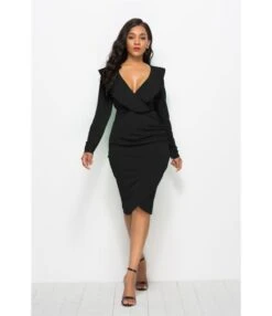 Solid Color V-Neck Ruffled Long-Sleeved Wholesale Dresses Bodycon Dresses SD220149 -DivaLook Shop 668bc1fa 88dc 41c5 8c05 09d3aafd361f B007372CE59E7ED47E1CBEA138294D58