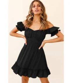 Solid Color Puff Sleeve Ruffles Off Shoulder Tied Rope Vacation Dress Wholesale Dresses SD203764 -DivaLook Shop 66ce78ab d436 4e12 a378 ca39c8197cba DBFB89A9CF96D38318A61ADD5705E38F
