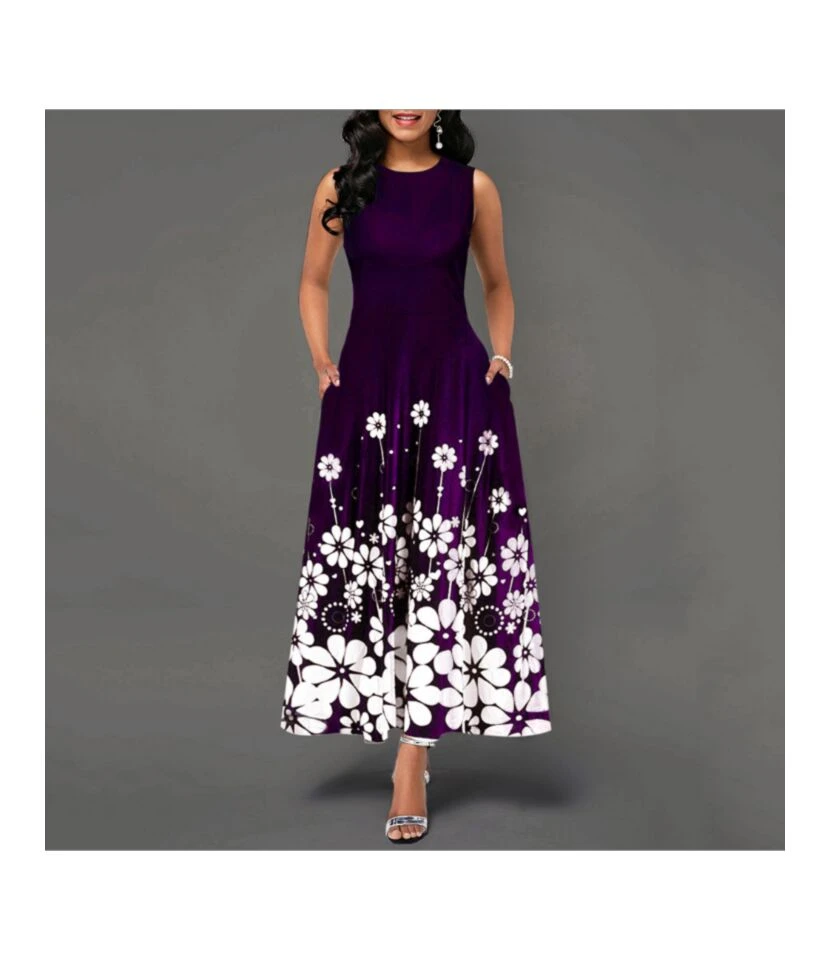 Women Floral Print Sleeveless Wholesale Swing Dresses SDN580597 6 Women Floral Print Sleeveless Wholesale Swing Dresses SDN580597 - Image 4