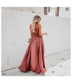 Solid Color V-Neck Sleeveless Lace-Up High Slit Large Swing Dress Resort Wholesale Maxi Dresses SDN532863 -DivaLook Shop 6a5506ca 0914 4293 83f6 be2d5f3dfeec 90219ec0dadecbd5183de340845abc3c