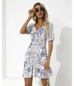 Floral Print Slim Fit Drawstring V-Neck Short Sleeve Casual Ruffled Dress Wholesale Dresses SDN533529 -DivaLook Shop 6b3cdae7 3cdf 4893 8d08 c4aa7a15aead d00885769a8ee76da5714a55adb55625