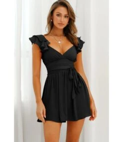 Sexy Deep V Ruffles Sleeve Dress Solid Color Lace-Up Backless Wholesale Dresses SDN560229 -DivaLook Shop 6ca04edd 67b0 43ca b02f 05794455949e 3310871001c37a440b289e7eef0da418