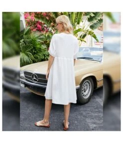 Solid Color Puff Sleeve Round Neck Wholesale Swing Dresses SD183639 -DivaLook Shop 6cb21e26 71be 48cf 96f8 2c5113ebd7ff 6e3ea7664e16d84372fb3ded20095c97