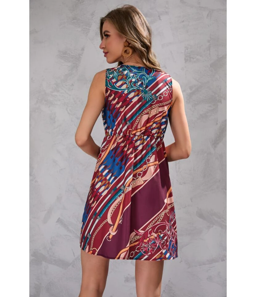 Fashion Printed V Neck Sleeveless High Waist Tank Dress Wholesale Dresses SDN533525 6 Fashion Printed V Neck Sleeveless High Waist Tank Dress Wholesale Dresses SDN533525 - Image 4