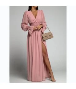 Nipped Waist Long Sleeve Slit Chiffon Dress Wholesale Maxi Dresses SDN535518 -DivaLook Shop 70cd7399 ad41 49f3 943a 6e5a6b67494c f6eda1094a5ad0162727883f5df76080