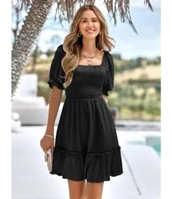 Casual Square Neck Solid Color Puff Sleeve Swing Dress Wholesale Dresses SDN538821 -DivaLook Shop 710937ec 0e88 4860 9ceb 9480bbbabd0b d93979e4f9f7d772584b0a76c7ee43a2