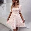 Fashion Chiffon Square Collar Floral Mini Swing Dress Loose High Waist Petal Sleeve Wholesale Dresses SDN560437 -DivaLook Shop 735e7aa8 d8fa 40bb b4f3 b92d51eaf457 f91b8d8093c155a1587a80332873c0b3