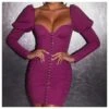 Pleated Sexy Low Cut Long Sleeve Puff Sleeve Sheath Mini Dress Wholesale Dresses SDV463783 -DivaLook Shop 76023585 8815 421e 927f fed327ba1fbd f179df97b8277099fa5a82c4b118666a