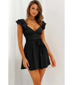 Sexy Deep V Ruffles Sleeve Dress Solid Color Lace-Up Backless Wholesale Dresses SDN560229 -DivaLook Shop 765a7857 acb4 47c5 bd55 69d4eef2ae84 98c5675efe053d7fe9c0c92e220d39f0