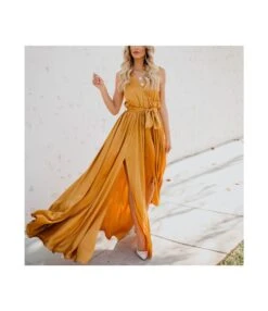 Solid Color V-Neck Sleeveless Lace-Up High Slit Large Swing Dress Resort Wholesale Maxi Dresses SDN532863 -DivaLook Shop 76921ff7 dca9 40f6 bb0f 1d1953e9349f 702ce9ab07a4a0d1500e21e066051e5b