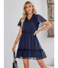 Casual V-Neck Solid Color Ruffle Swing Dress Wholesale Dresses SDN538814 -DivaLook Shop 78a16ff7 ce02 4f15 b24f a5d9935ad34b 54b1d0c52eabb47accd075053f1e86fe