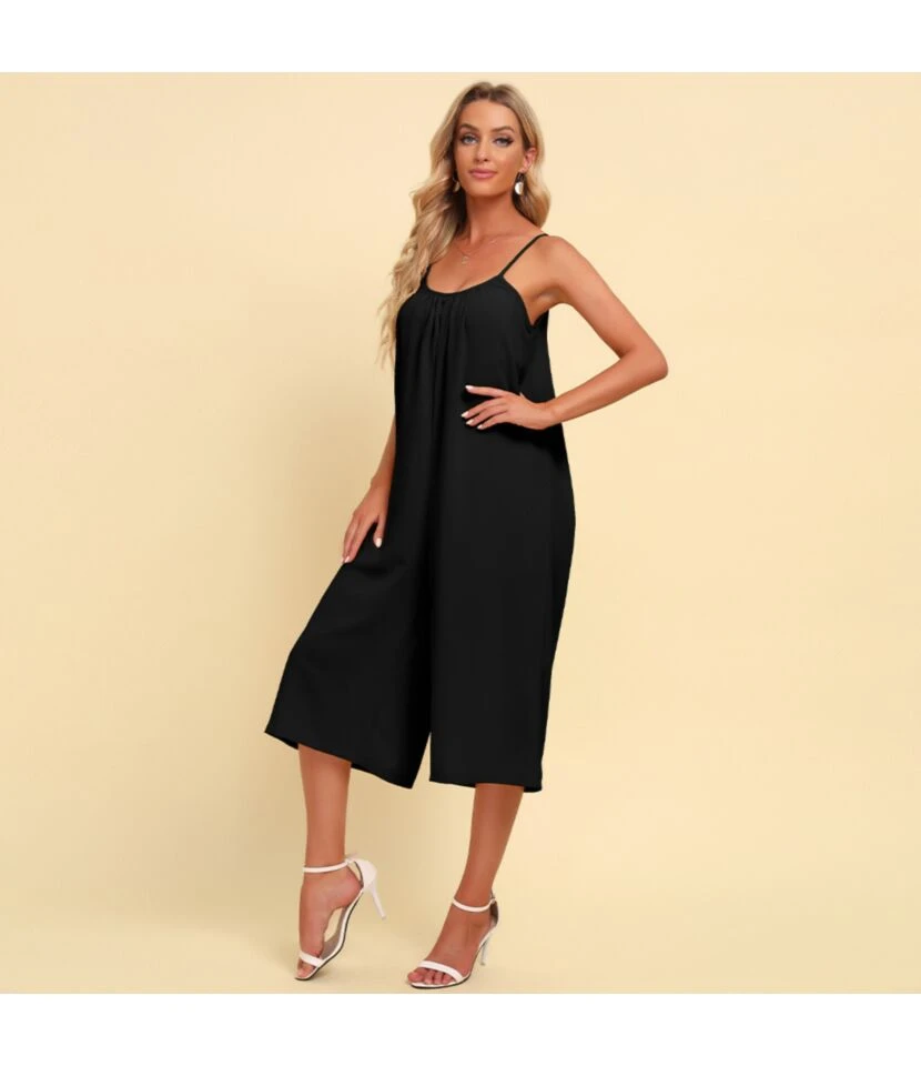 Women Spaghetti Strap Sleeveless Plain Color Wide Leg Wholesale Jumpsuits SJN580508 5 Women Spaghetti Strap Sleeveless Plain Color Wide Leg Wholesale Jumpsuits SJN580508 - Image 3