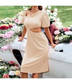Women Fashion Puff Sleeve Slash Neck Hollow Out Wholesale Casual Dresses SD204247 -DivaLook Shop 8b1c49a0 0308 4993 9a18 0b4e56c305e5 ced7e68d9eda8b51fab7620394fd6351