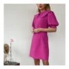 Casual Doll Neck Puff Sleeve A-Line Mini Dress High Waist Solid Color Wholesale Dresses SD58854