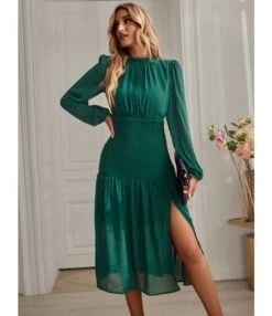 Slit Lantern Sleeve Slim Pleated Solid Color Temperament Midi Dress Wholesale Dresses SDN538027 -DivaLook Shop 8eccafc4 f43a 4326 a253 2f587fe31835 87e247057823571b09c43e8588494def